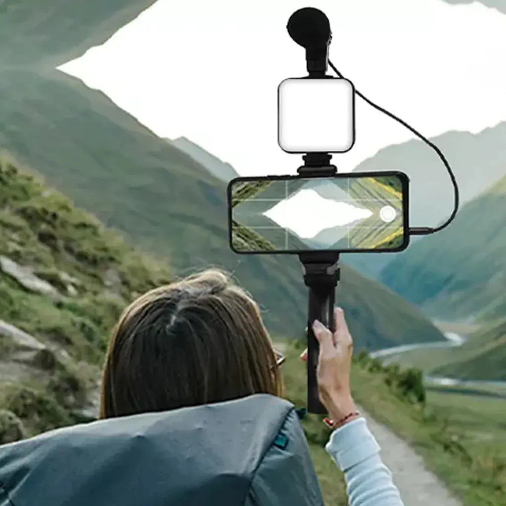 Kit de grabación con micrófono y luz LED