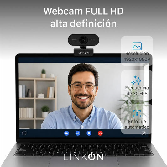 LinkOn — Webcam Full HD 1080p con micrófono